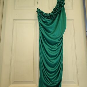 Elegant One Shoulder Green Dress